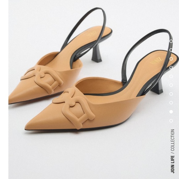 Zara Raised Detail Slingbacks Nude 38 - Picture 1 of 12